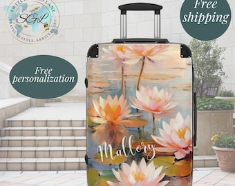 Monet Suitcase Personalized Luggage Pretty Travel Collection Vacation Carryon Bag Rolling Suitcase Trip Gifts Vacation Luggage Bag For Women