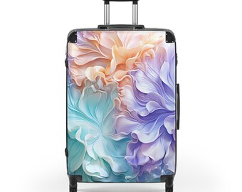 Ivory Esque Pastel Petals Gepäckset, 3-teiliges Rollgepäck, schicke Handgepäck-Teleskopgriff, 360 ° -Räder / Sicherheitsschloss