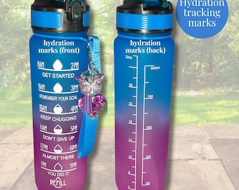 Water Tracker Bottle Fitness Gift For Her Healthy Eco Friendly Bottle 4 Gradient Colors Workout Bottle Wristlet Keychain Useful Sport Gym