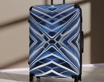 Bagagerie à coque rigide Silver Streak, bagages à main modernes uniques/bagages enregistrés 3 tailles, roulettes pivotantes à 360º/poignée réglable, cadeau de voyageur de qualité