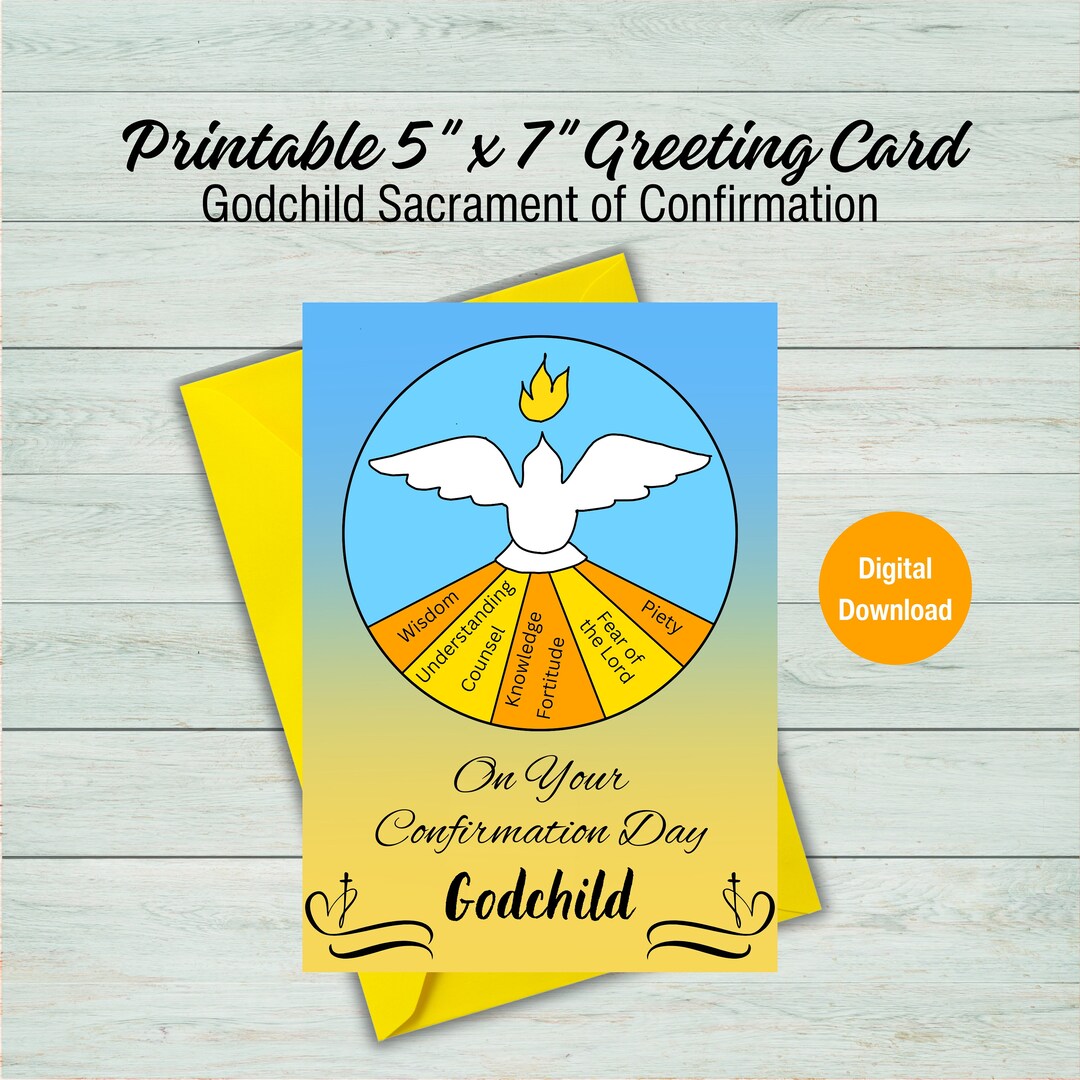 Godchild Sacrament of Confirmation Greeting Card, 5x7 Digital Download ...