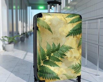Summer Ferns Aglow Luggage Set, Hard-Shell Rolling Luggage 3 Sizes, Chic Carry-On/Checked Bags, Telescopic Handle, 360º Wheels/Safety Lock