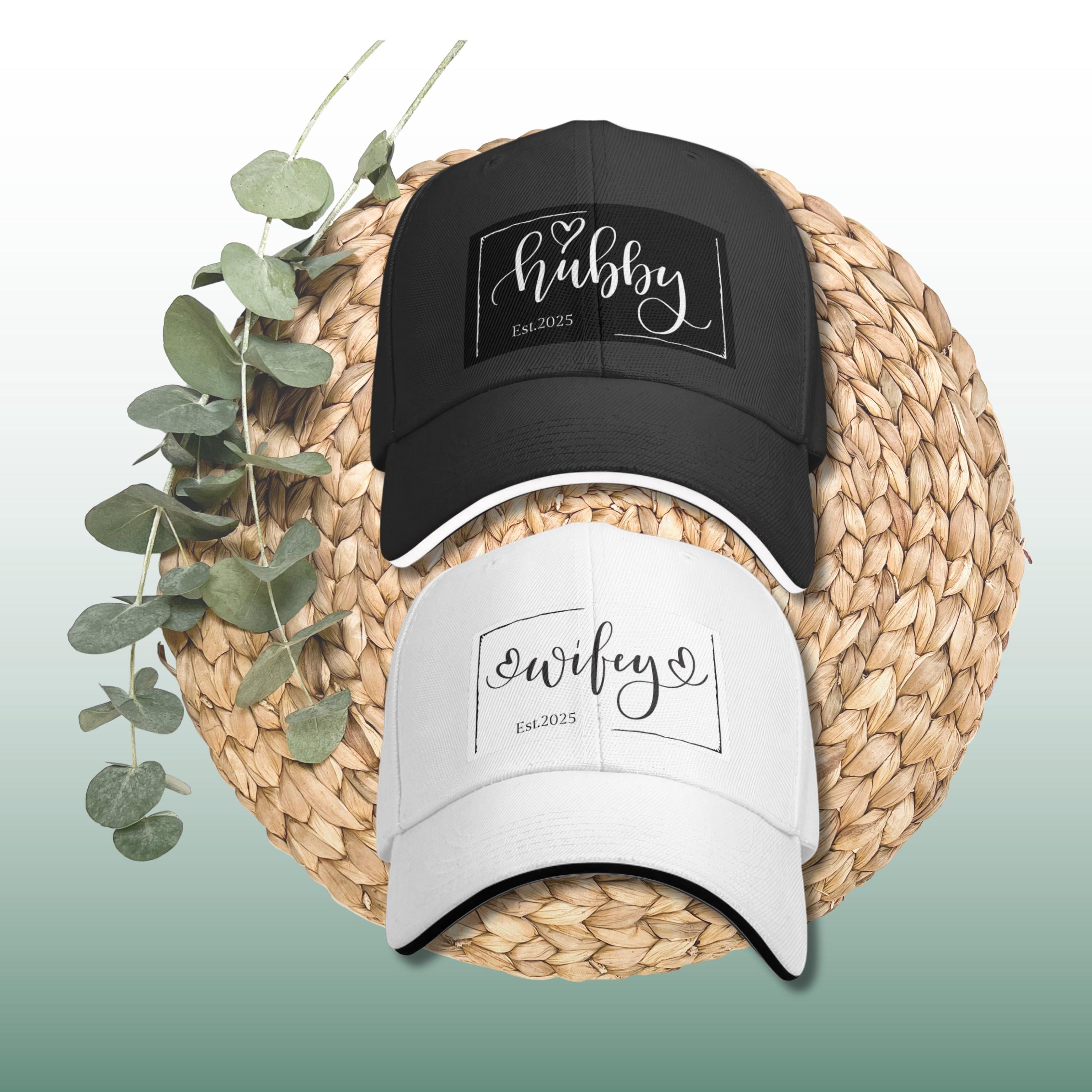 Hubby Wifey Baseball Cap Set Custom Gift Couples Hats 