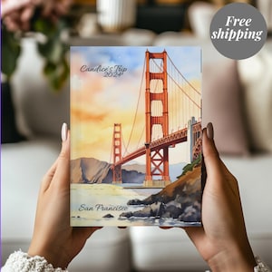 Carnet de vacances à San Francisco Carnet d'aventures personnalisé Tracker de voyage Notes du jour Brochures Carnet d'aventures photo Cartes postales Souvenirs