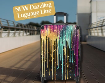 Set di valigie rigide scintillanti, valigie abbinate in 3 dimensioni, borse da viaggio/da stiva, ruote girevoli a 360°, maniglia regolabile, glamour da viaggio