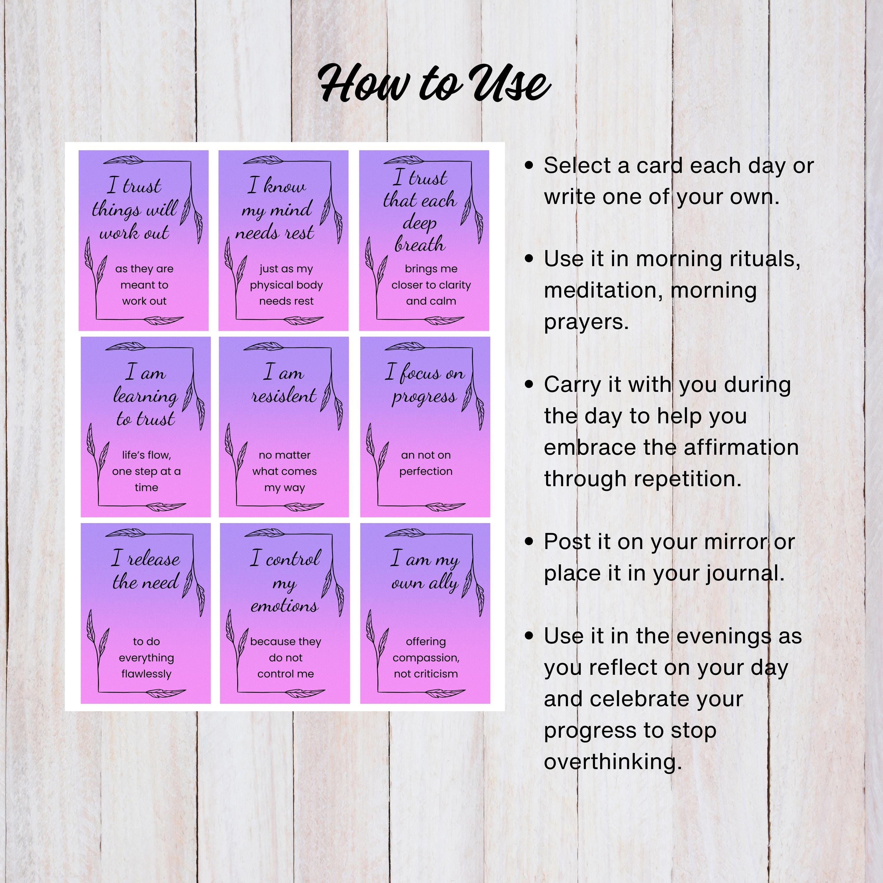 Overthinking Card 36 Stop Overthinking Affirmation Cards Instant Download Card Deck Stop ...