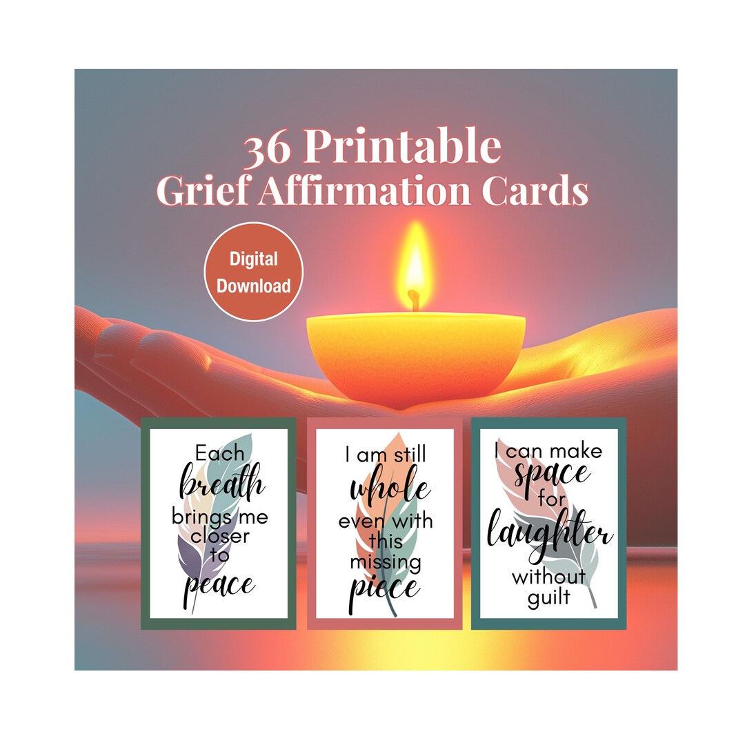 36 Grief Support Affirmation Cards Instant Printable Adult Grief Cards ...