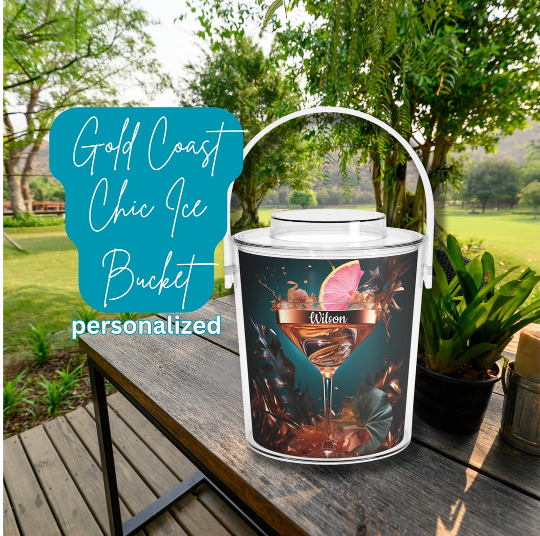 Gold Coast Ice Bucket and Tongs, Personalized 3qt Ice Bucket/lid/handle ...