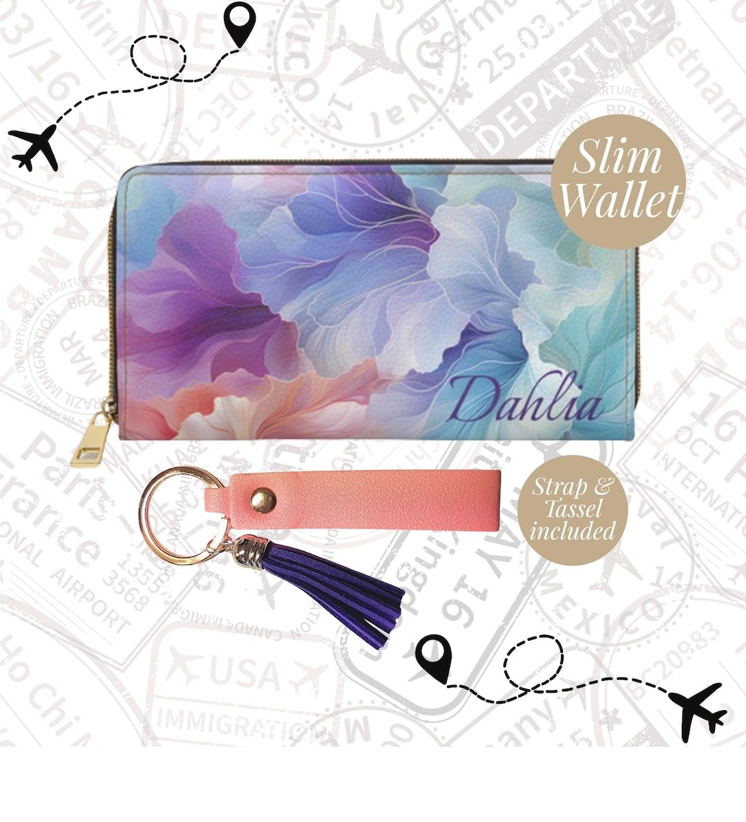Customized Slim Wallet Beautiful Pastel Designs Purse Organizer Cards ...
