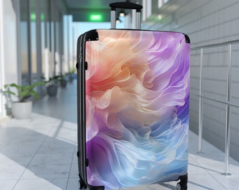 Swirls of Pastel Silks Luggage Set, Hard-Shell Rolling Luggage 3 Sizes, Chic Carry-On/Checked Bags, Telescopic Handle/360º Wheels/Lock