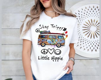 Hippie Car Stay Trippy Little Hippie Graphic T-Shirt, Hippie Sign Unisex Shirt, Hippie Soul Shirt, Travelling Shirt, Boho Style Fan Shirt