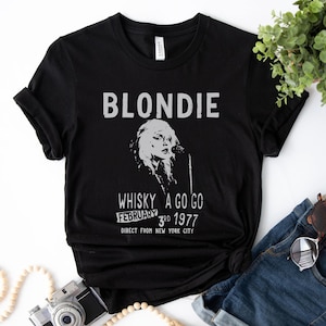 Blondie Debbie Harry Vintage Vibes Tshirt. Classic Debbie Harry Tee in Black Color. Unisex Fit for All Rock &#39;n&#39; Roll Fans.