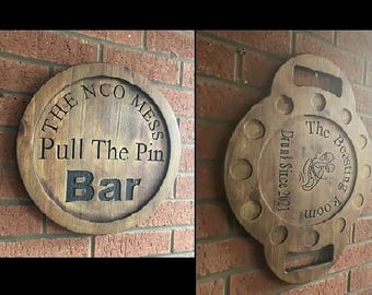 Personalised Wooden Bar Sign & Shot Glass Tray Set | Rustic Home Bar Decor | Man Cave or Garden Bar Gift