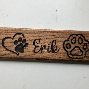 Personalized Oak Pet Name Plate, CNC Carved Dog/Horse Stall Sign