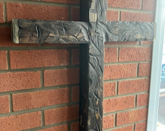 Handcrafted Large Rustic Aged Wooden Wall Cross/ Spiritual Gift /Religious Wall Art