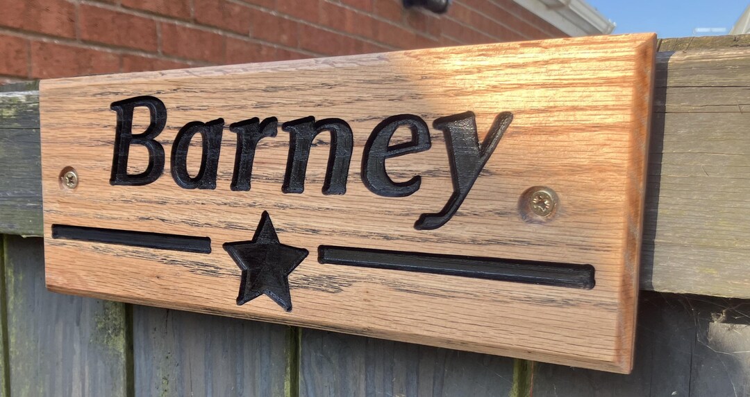 View of Quality Solid Oak Horse/ Name Plate/ Handmade/ CNC Carved/ Engraved ...