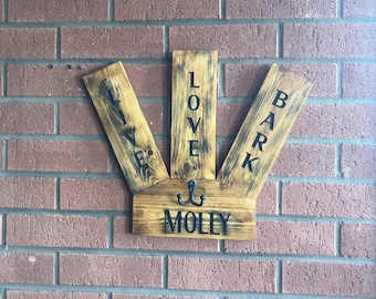 Personalized Rustic Dog Lead Hook, Reclaimed Wood Leash Holder