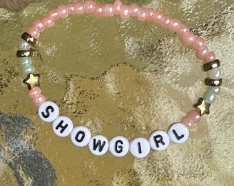 Life of a Showgirl inspired friendship bracelet.