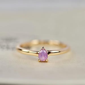 Anillo de compromiso vintage de amatista y lavanda, anillo de lavanda con corte de pera, anillo delicado, anillo de plata de ley 925, regalos personalizados.