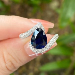 Dainty Blue sapphire ring, Minimalist engagement ring, 925 Sterling Silver Ring, Gift for women, Gifts for her, Personalized Gifts,