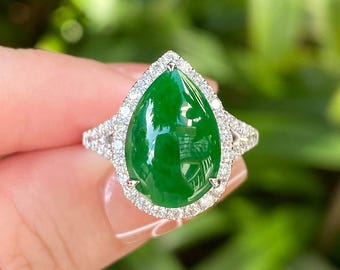 plata 925 anillos de compromiso con piedra verde