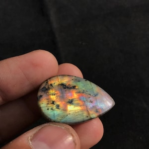Amazing Purple Fire Labradorite Cabochon, Pear Shape Labradorite, Labradorite Healing Crystal, Labradorite Gemstone, Magical Stone,