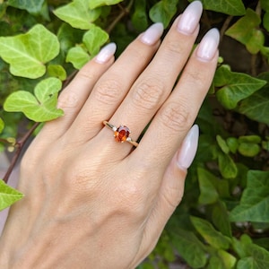 Dainty orange sapphire ring, Minimalist engagement ring, 925 Sterling Silver Ring, Gift for women, Gifts for her, Personalized Gifts,
