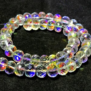 Top Quality Fire Rainbow Quartz Faceted Beads, Rondelle Quartz Beads Jewelry, Hydro Quartz Beads, For Making Jewelry, For Gifts,