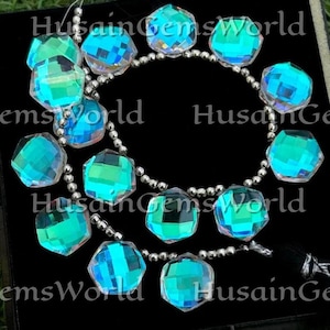 Fire Rainbow Quartz Briolette Beads: Hexagon Shape, 8 Inch Strand