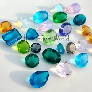 Bulk Semi Precious Faceted Gemstones Wholesale Lot, Mixed Loose Gemstones, Assorted Shape-Size-Weight, Hydro Quartz Multi Gemstones, 6-20 mm