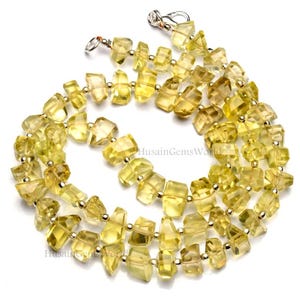 Yellow Lemon Quartz Faceted Tumble Beads, Cutting Tumble Briolette Quartz Beads, Yellow Lemon Hydro Quartz Beads Necklace, 8 Inch