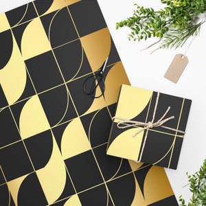 Lushly Patterned, Black & Gold Art Deco Wrapping Paper, Christmas wrap, Holiday present