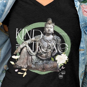 Kind Equals Strong V-Neck Tee, Yoga V-Neck, Mindful Recovery T-Shirt, Mindfulness Stoic Tshirt