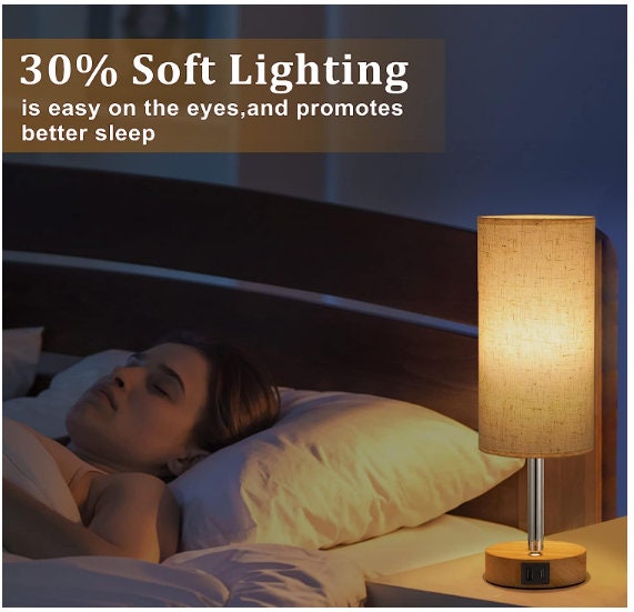 Bedside Lamps Set of 2 Touch Table Lamps With USBC USBA Charging