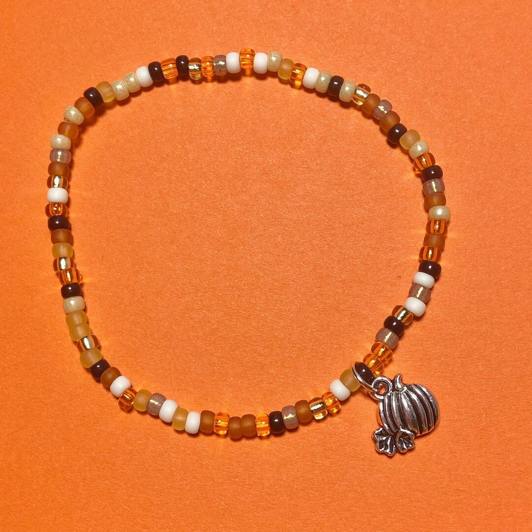 Pumpkin Harvest Bead Bracelet With Charm Etsy