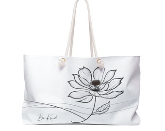 Single Line Flower Weekender Tote Bag