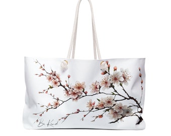 Cherry Blossom Weekender Tote Bag  |  Japanese Design Tote Bag  |  Shopping Tote Bag