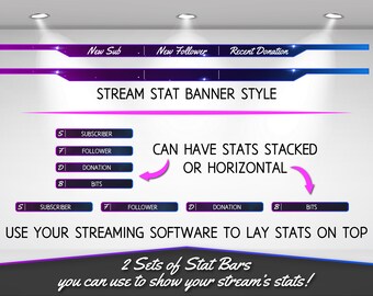 Space Themed Twitch Streaming Stats Panels | Twitch Overlay | Blue and Purple | Follower | Subs | Donation | Instant Download | Customizable