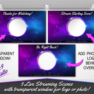 Celestial Space Themed Stream Scene Overlays | Twitch Stream Overlay | Kick Stream Overlays | Professional | Instant Download | Customizable