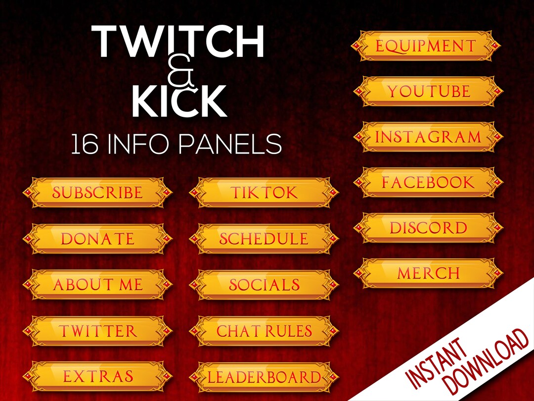 Red Fantasy Twitch Kick Stream Info Panels Set | League of Legends ...