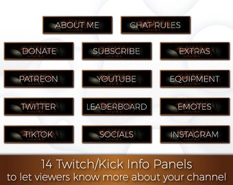 Cozy Vintage Themed Twitch Kick Stream Info Panels Set | Streaming Graphics | Twitch Info Panels Set | Twitch Overlays | Kick Info Panels