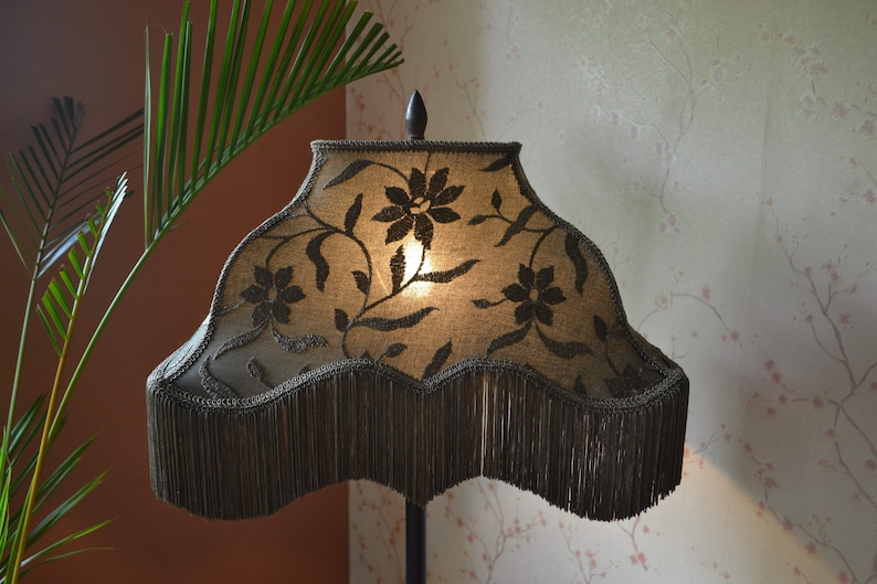 Lampshade/soil lampshade/table lampshade/fabric lampshade/floor lampshade/embroidered shade/vintage lampshade/ceiling shade/retro lampshade image 1