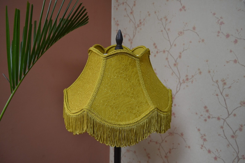Gold Lace Lampshade with Rayon Fringe - Thumbnail 2