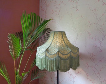 lampshade/green lampshade/table lamp/designer lamp/scallop shade/victorian lamp/retro lampshade/floor shade/handmade lamp/ceiling lampshade/