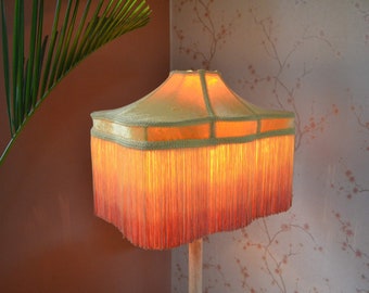 Hand-Stitched Yellow Velvet Lampshade: Ombre Fringe, Victorian Style - Etsy