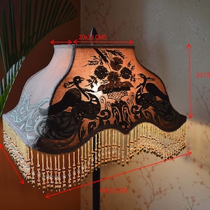 lampshade/taupe lampshade/table lampshade/fabric lampshade/embroidered shade/vintage shade/ceiling lampshade/retro lampshade/lampshade image 6