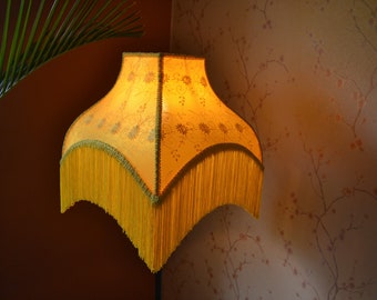 lampshade/lemon yellow shade/floor lamp/bedroom lamp/victorian lamp/Ceiling lamp/vintage lamp/handmade lamp/fabric shade/retro lampshade