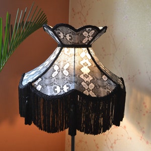 Pantalla de lámpara gótica blanca negra pantalla de cabecera/pantalla de mesa/pantalla de pie/pantalla de techo/pantalla victoriana/lámpara de diseño