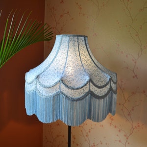 lampshade/Ice blue lampshade/fabric lampshade/scalloped shade/floor shade/ceiling lampshade/victorian lamp/vintage lampshade/retro lampshade