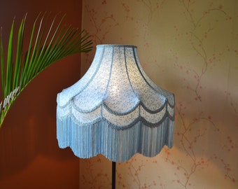 lampshade/Ice blue lampshade/fabric lampshade/scalloped shade/floor shade/ceiling lampshade/victorian lamp/vintage lampshade/retro lampshade